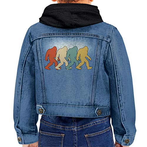 Bigfoot Silhouette Toddler Hooded Denim Jacket - Cute Gifts for Kids - Monkey Lovers Gifts