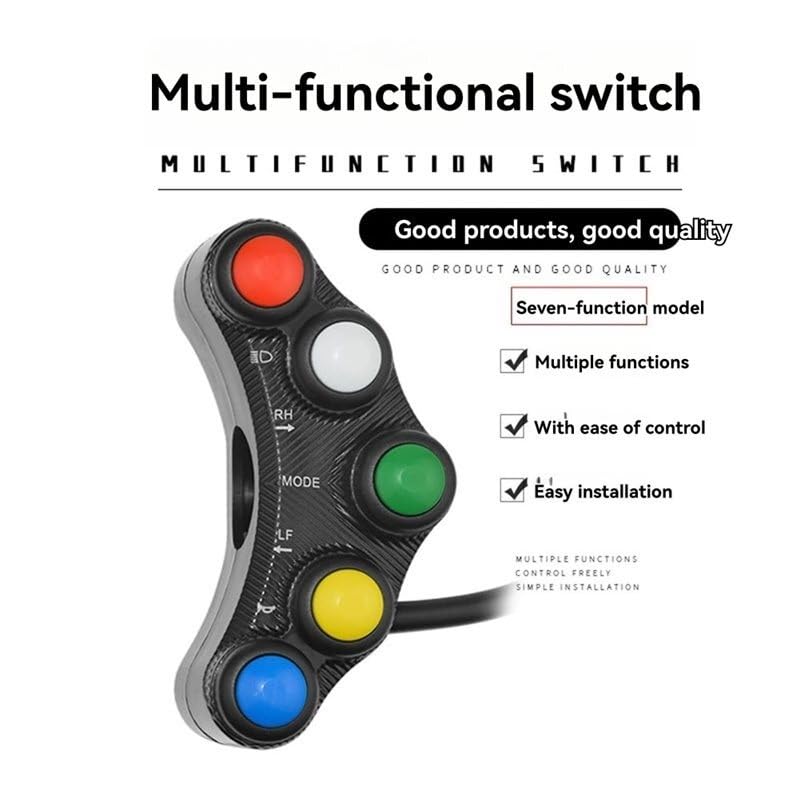 Interruptor manillar de motocicleta botonera universal luces parada y arranque moto 7 en 1 5