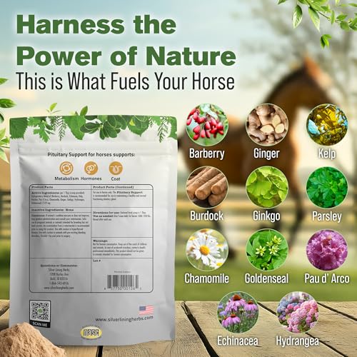 Silver Lining Herbs Pituitary Gland Supplements for Horses - Horse Supplements for Equine Metabolic Support, Cushing’s, Sweating & Shedding Issues - Mood & Energy Horse Supplement - 1 lb 60-Day Supply - Image 4