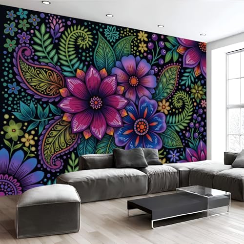Papier Peint Panoramique Fleurs Cachemire pour masquer les défauts du mur - 5