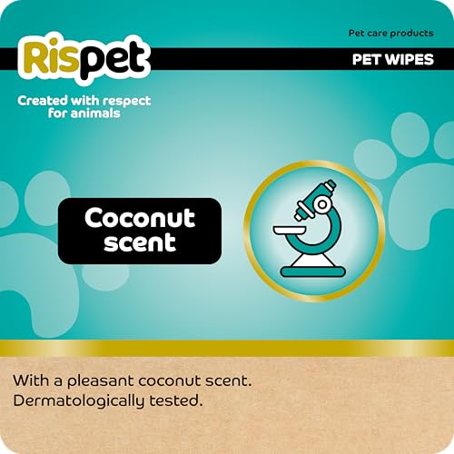 Rispet Hygienische und reinigende Reinigungstücher XL, Kokosnuss und Keratin, für das Fell von Hunden, Katzen und Haustieren, 54 Tücher (Packung mit 2)
