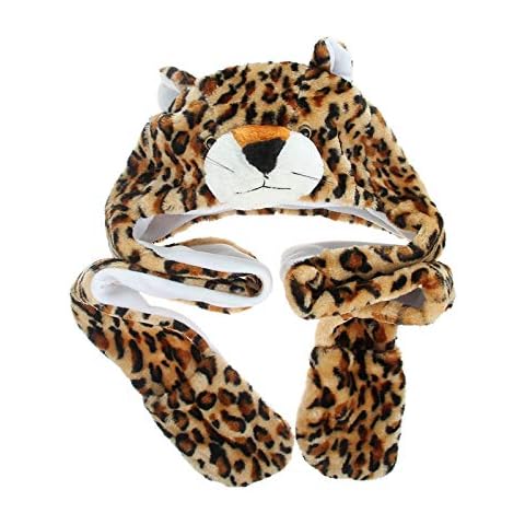 VPbao Multi-Functional Plush Plush Novelty Animal Hat One Size Fits Adults Kids Soft Warm 3 in 1 Beanie Hat Scarf Mitten Gloves Cover