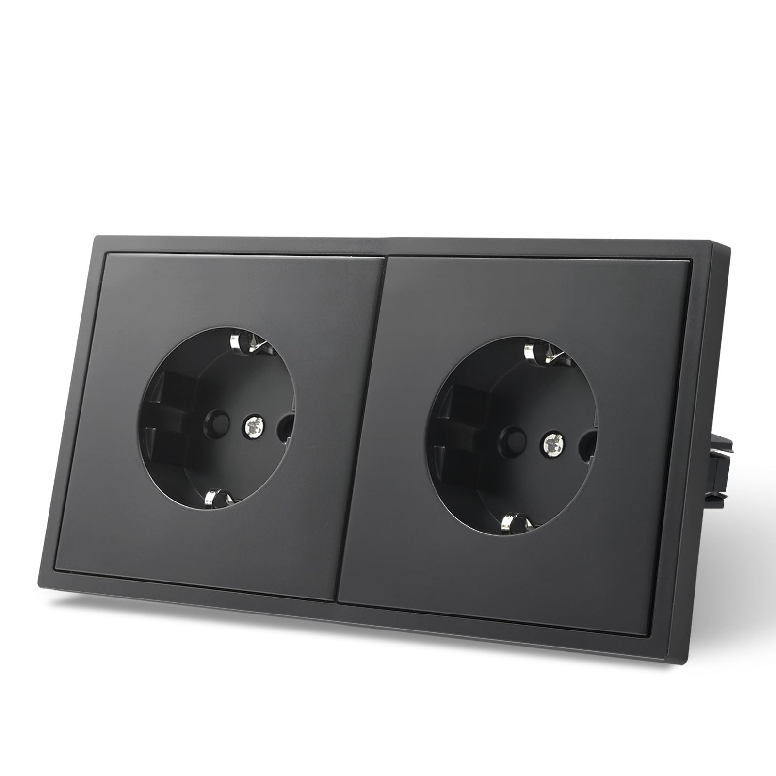 MVAVA Schuko Steckdose EU-Standard 2 Fach Unterputz Steckdose Schwarz Einfache Installation 80mm*150mm Steckdosen 3-Draht Erforderlich