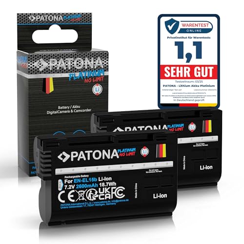 Batteria PATONA EN-EL15 Da 1600mAh Per Nikon Z6, Z7, D850, D750, E Molti Altri