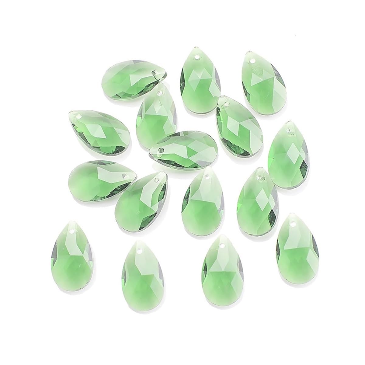 Kryształowy Żyrandol Pryzmat, Łapacz Słońca, 20 szt. Charms z pojedynczym otworem Kryształowe wisiorki w kształcie łezki Zielone 13X22MM Szklane koraliki do ręcznie robionego(Lt Green)