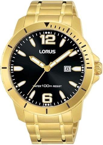 Lorus RH958JX9 - Orologio analogico al quarzo, da uomo, 43 mm, cinturino in  acciaio dorato e cassa : Amazon.it: Orologi
