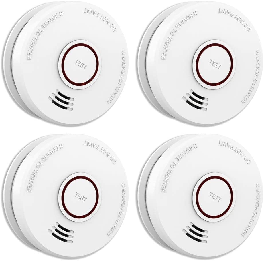 Buy LSHOME 4 Pack Smoke Detector Fire Alarms 9V Battery Operated