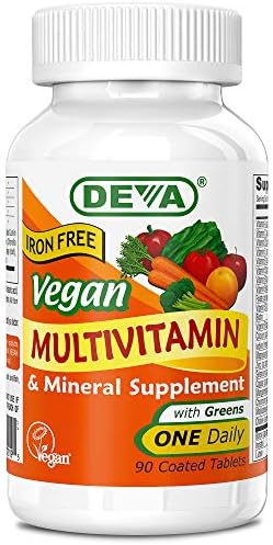 Deva Vegan Multivitamin and Mineral Supplement with Iron Free -- 90 Tablets