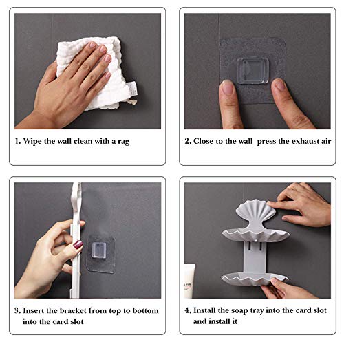 Image of Plastic Double Layer Stand /Holder || Bathroom Soap Holder Shelf Rack || Sea Shell Shape Soap Storage Box || Wall Soap Box Dispenser Tray for Kitchen & Bathroom (Medium, Multicolor)