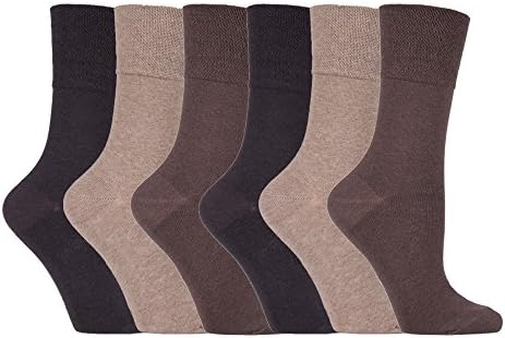 Gentle Grip - 6 pairs diabetic socks woman without elastic band printed 37-42 eur, Black, 37-42