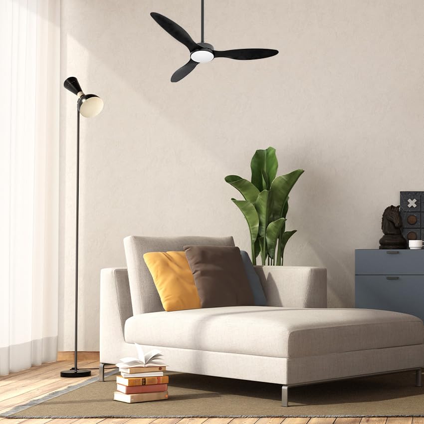 Ventilateur noir 24W avec télécommande et température d'éclairage réglable