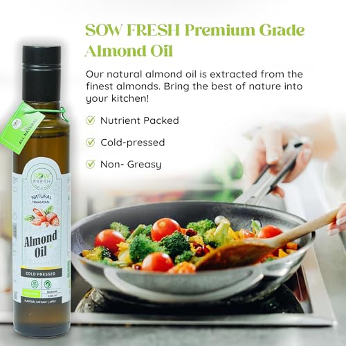 Image of Cold Pressed Almond Oil for Hair Growth & Cooking, Omega 3 & 6 Rich (250ml)