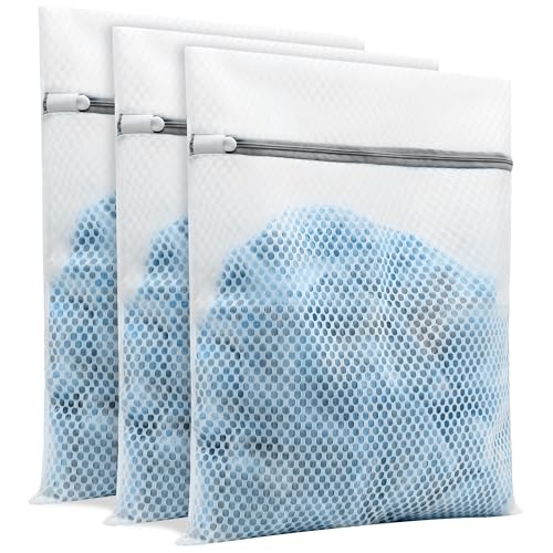 BOKUGE 3Pcs Laundry Bags Mesh Wash Bags, With Strong Zipper, Durable Washing Machine Bags for...