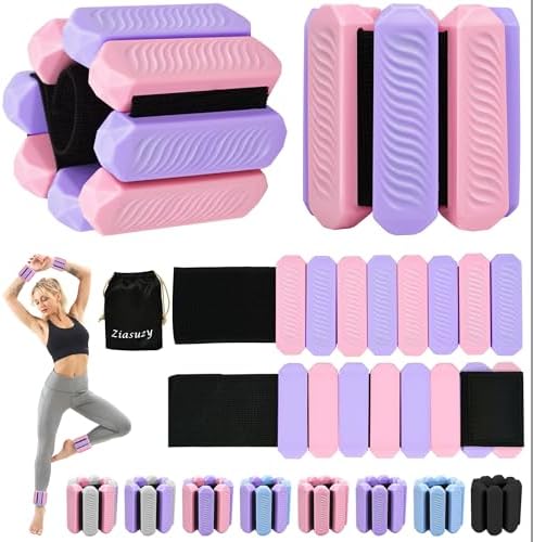 Ankle and Wrist Weights for Women, Adjustable Weights Set of 2 (1Lb Each), for Walking, Yoga, Dance, Gym