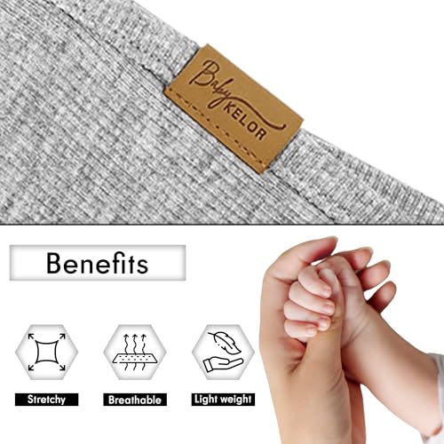 Image of K E L O R Swaddle Blankets, Baby Swaddling Wrap Nursery Blanket for Boys & Girls Unisex, Soft 95% Viscose from Bamboo and 5% Spandex, Large 45 x 45 inches, Ribbed Ash Gray