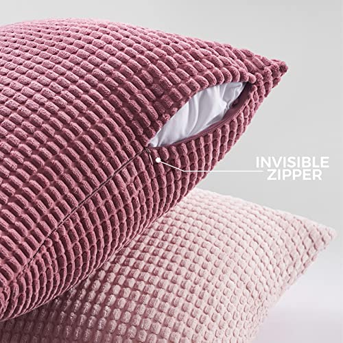 Topfinel Kissenbezug 30x50 cm Rosa 4er Set Cord körnig Kissenbezüge Kissenhülle Dekokissenbezug Sofakissen Dekokissen deko für Sofa… – Ansicht 5