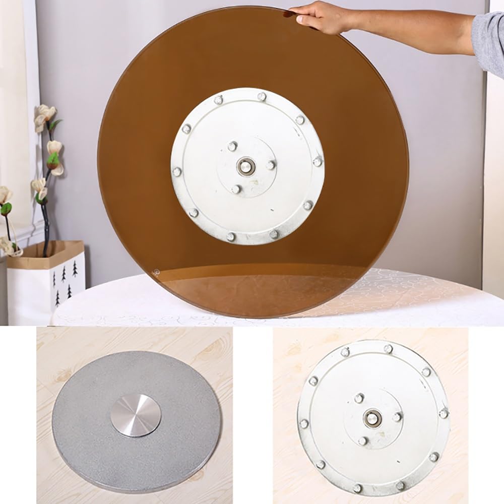 Plateau Tournant Rond en Verre Brun pour Table À Manger (27 Et 32 Pouces), Facile À Vider, Idéal pour Les Dîners De Famille, Les Fêtes Et Les Mariages (100 Cm/40 Pouces)