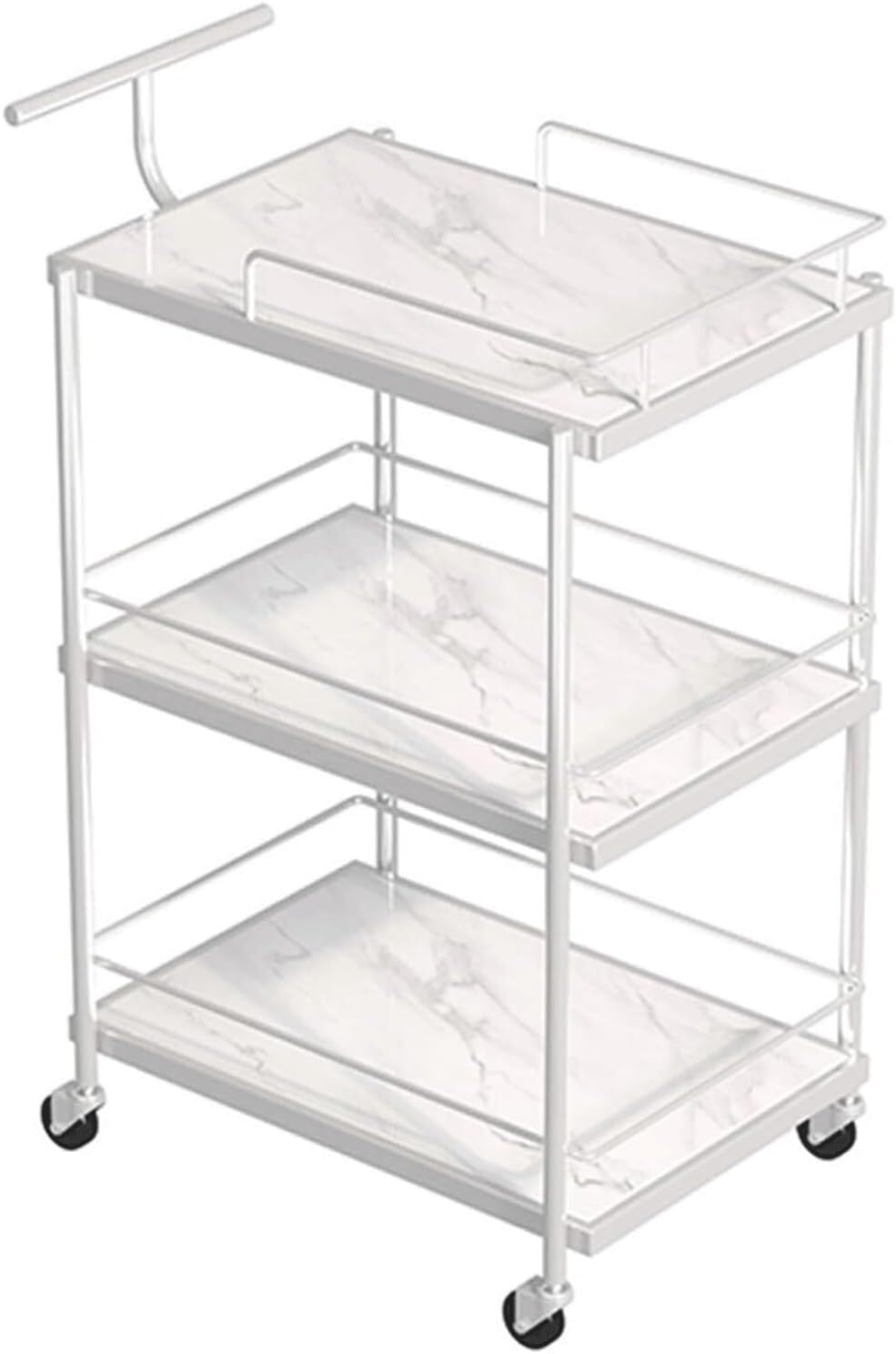 VUIKLCty Salon Cart 3 Tier Salon Trolley Storage Shelves Trolley Cart With Wheel Salon Rolling Cart For Beauty Spa Salon Trolley Cart(Silver)