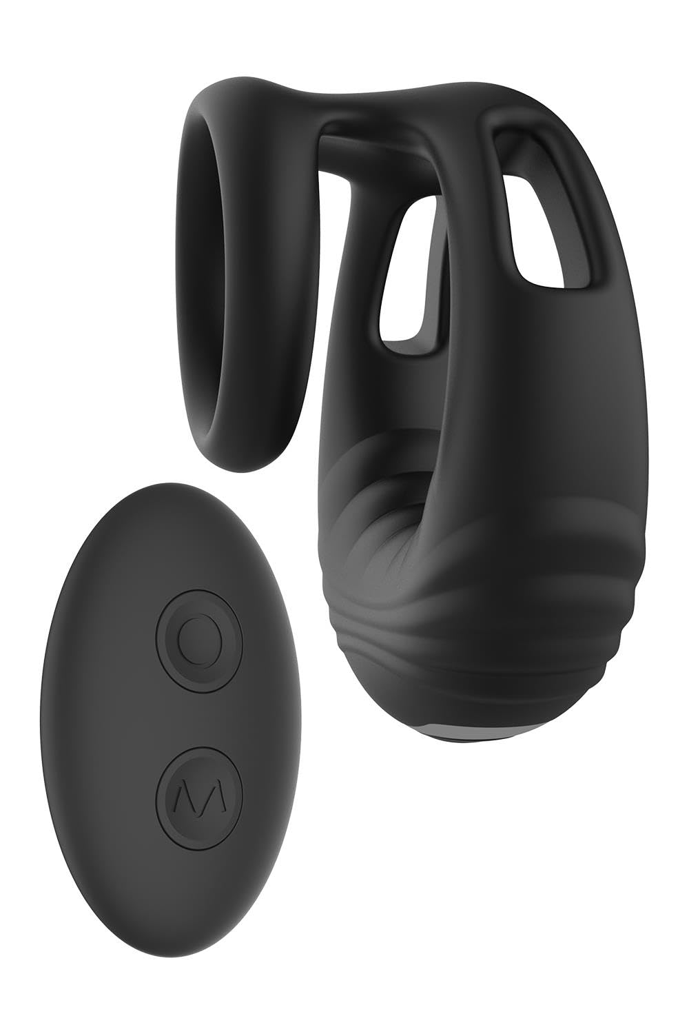 Dream Toys Ramrod Strong Vibrating Cockring with Remote Black 7.2 cm