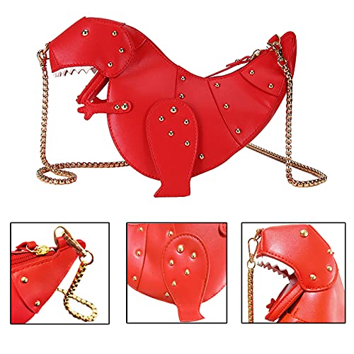 Fozehlad Women Dinosaur Shaped Shoulder Handbag PU Leather Rivet Crossbody Purses Messenger for Girl4