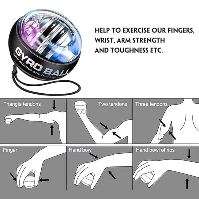 Portable Gyro Power Ball, Wrist Power Gyro Ball, Hand Forearm Strengthener, Wrist Trainer, Muscle Training Powerball, Wrist Exercise Equipment, Portable Hand Strengthener