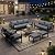 ADRERIC Patio Furniture Set 9 Seats and Coffee Table, 7 Pieces Patio Conversation Set with Thick Cushion, Ottomans, Deluxe Aluminum Modern Outside Sectional for Porch, Balcony, Deck, Yard, Light Gray