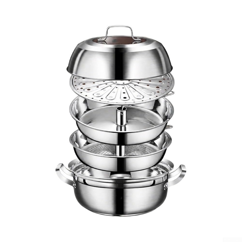 Pot Vapeur 304 Large Capacité 30cm Cuisson Saine Fruits de Mer Légumes Tous Feux Dont Induction
