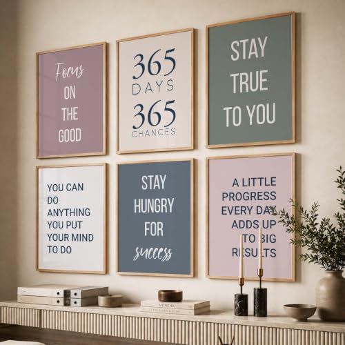 Image of kotart Motivational Quote wall Paintings with Frame for Home Decoration - Painting Living Room Bedroom Office hanging frames Set of 6 Multicolo (19X25 Inch, H)