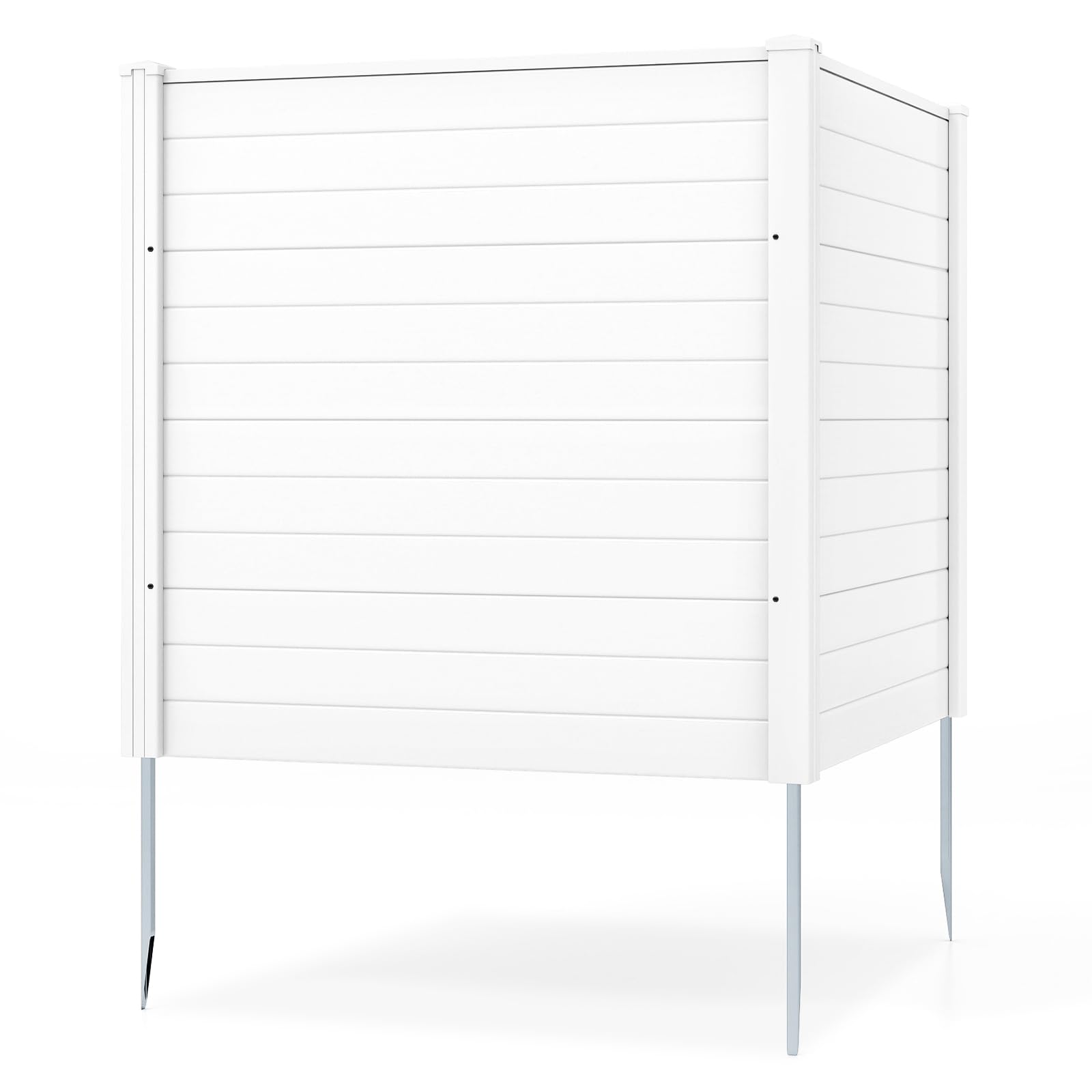 COSTWAY Clôtures de Jardin 123 x 123 cm avec Piquets de Sol (Blanc)
