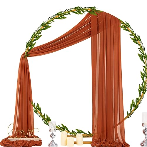 Image of Socomi Terracotta Sheer Wedding Decor Fall Draping Fabric 29 inch x 20Ft 1 Panel Arch Outdoor Curtain Drapes Extra Long for Bridal Baby Shower Birthday Party Decor