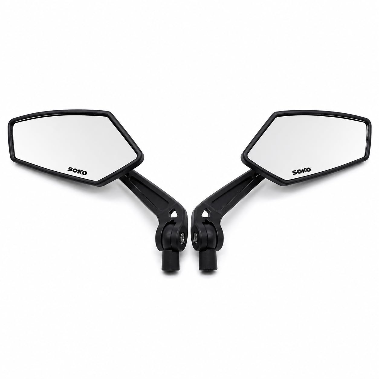 ta angular motorcycle rear view mirror set, matte black clear glass bike side mirrors with adjustable joint and strong stem, universal threaded mount for compatible motorcycles, set of 2