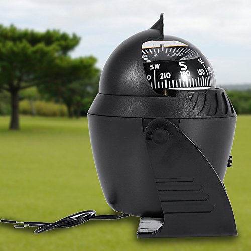 Marine Compass Illuminated Dashboard Compass Boat Navigation Electronic Compass W/Led Light Explorer Compass For Car Boat Automotive Compass, Black #TOP6