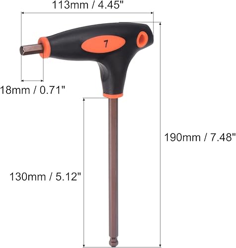 Miniatura 2 de uxcell Llave inglesa de la manija en T de la llave hexagonal del extremo de la bola de 23.0 ft m, acero métrico S2