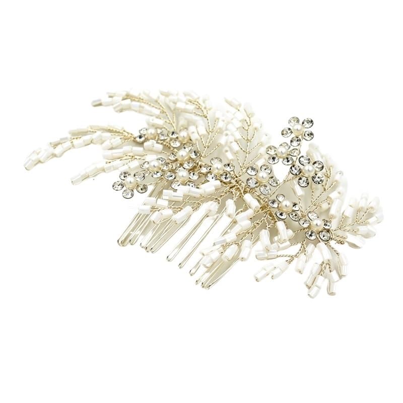 Hand‑woven Tube Bead Bridal Hair Comb Headpiece