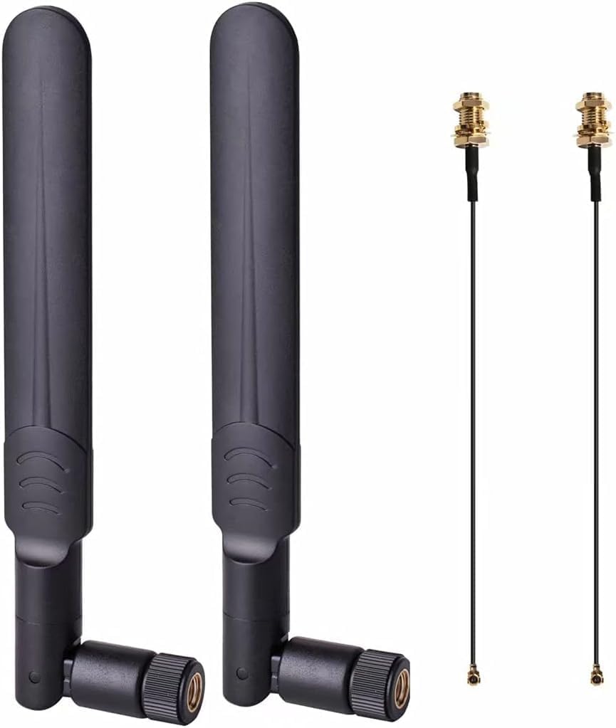 NISTECH LTE Flat WiFi RP SMA MOV Whip Antenna Wireless Rubber Duck 3G 4G 5G Dipole Wide Band 6dbi 700-2700Mhz Omni Directional Antennawith UFL/IPEX Cable 15cm -2 Pcs.-image-20