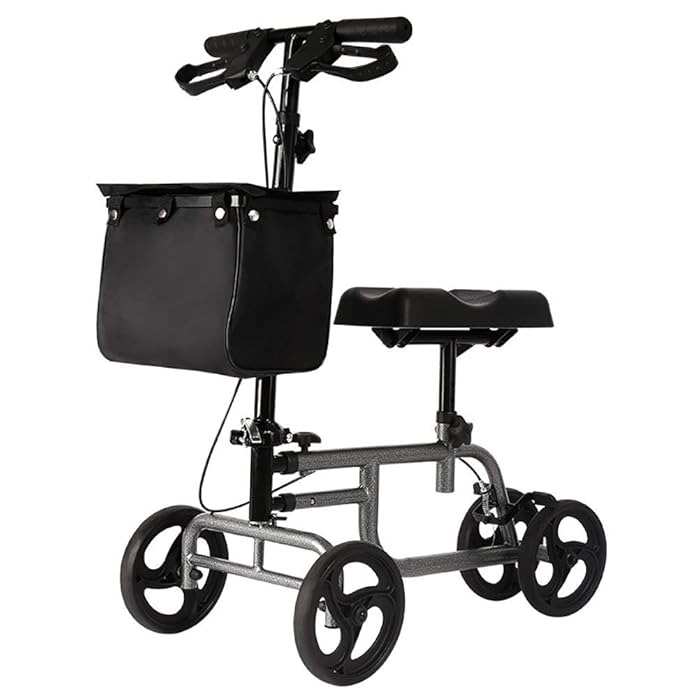 Buy Knee Walker Steerable Scooter with Basket Rolling Wheel, Kneeling