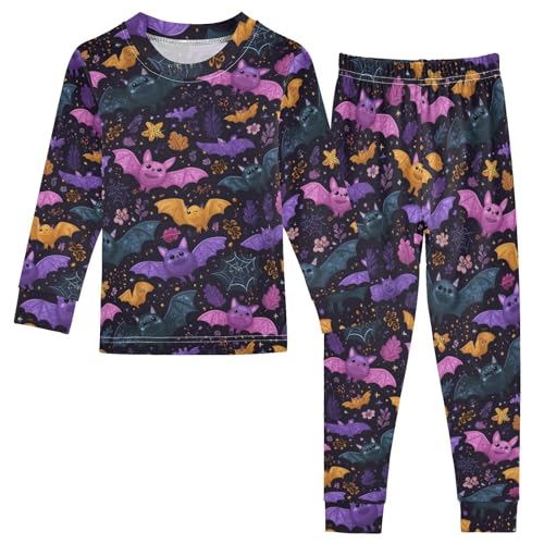 Pajama Sets Long Sleeve Cute Bats Flying Nightly Soft Comfy Sleepwear 2 Piece PJS 3-8T
