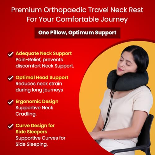 Dr.Ortho Premium Orthopaedic Travel Neck Rest, Neck Pillow for Travel, Travel Pillow for Neck & Head Support, Travel Neck Pillow for Chair, Car, Train & Flight - Image 6