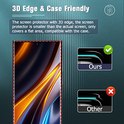 [2+2 Pack] Galaxy S22 Ultra Glass Screen Protector, Hd Clear 9H Tempered Glass,Compatible Fingerprint, 3D Curved, Bubble-Free For Samsung Galaxy S22 Ultra Glass Screen Camera Protector(6.8") #TOP3