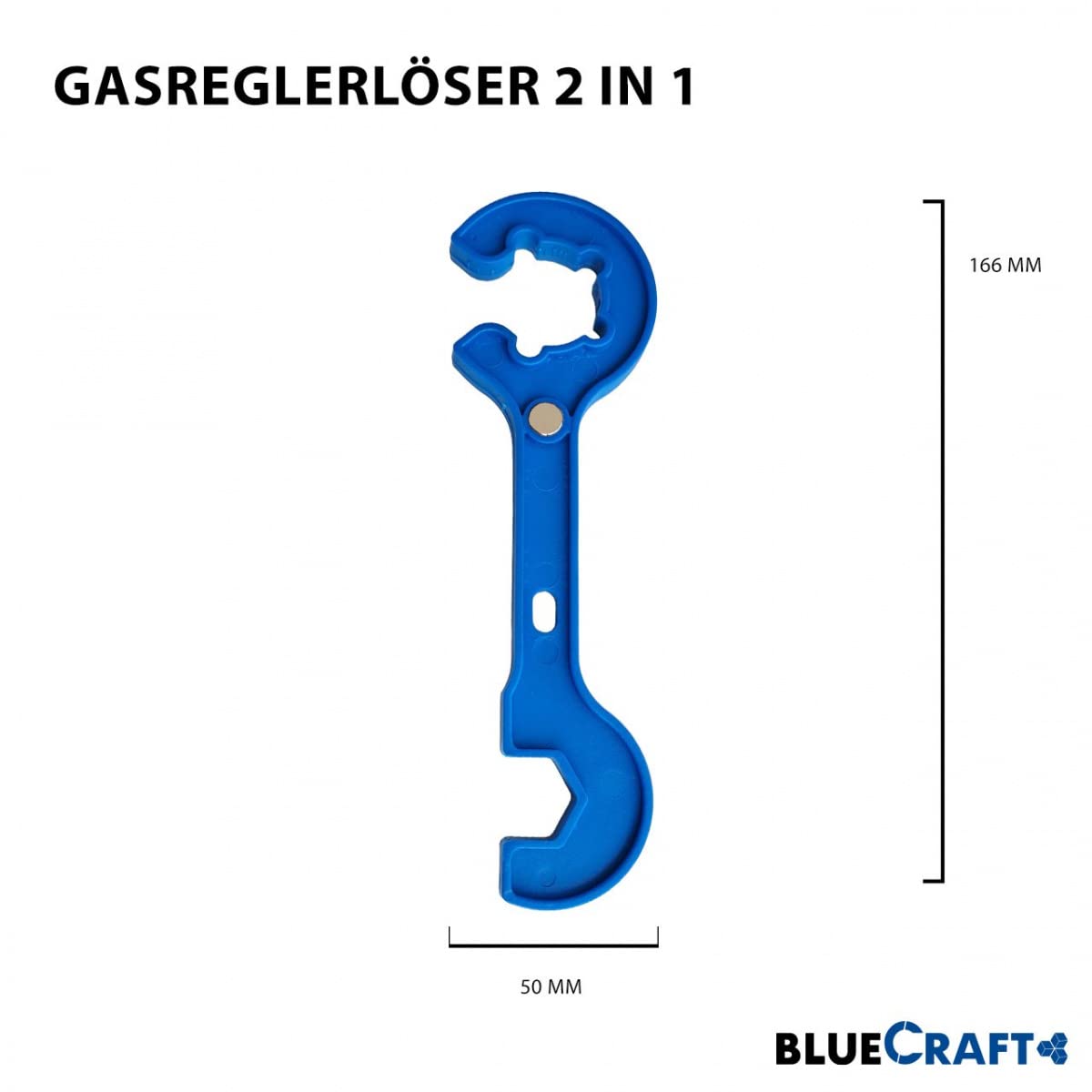 Bluecraft 4X Propan-Gasflasche 11kg grau Neu, leer, inkl. Gasreglerlöser mit Magnet + Schlüssel 17mm für Überwurfmutter 1/4"