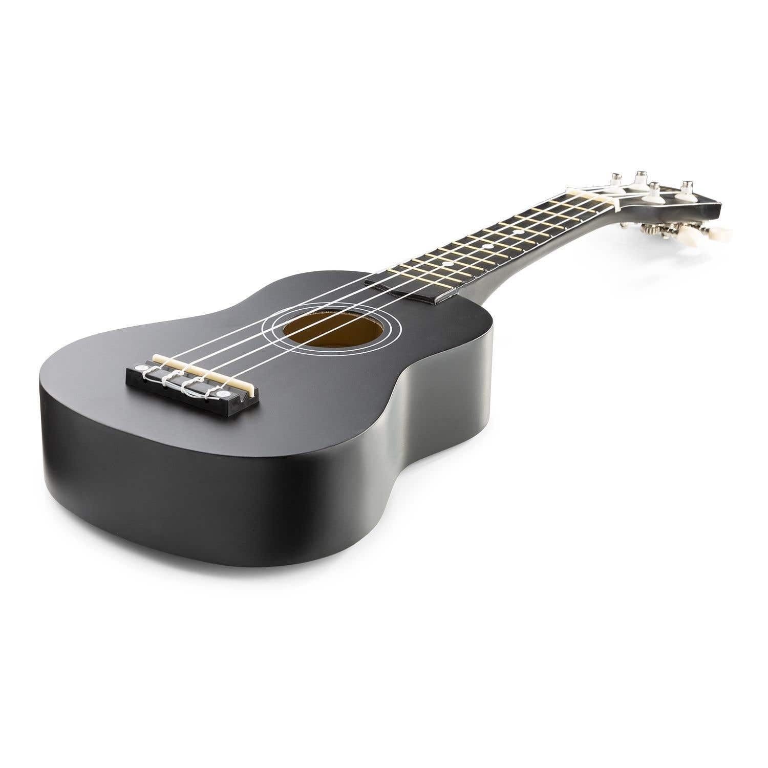 MAX UKEY Ukulele Komplett Set inkl. Plektren, digitalem Stimmgerät und Tasche, 21" mini Gitarre, Ukulele Erwachsene mit Zubehör für Anfänger, Soprano, 4 Nylon Saiten, 12 Bünde - Schwarz