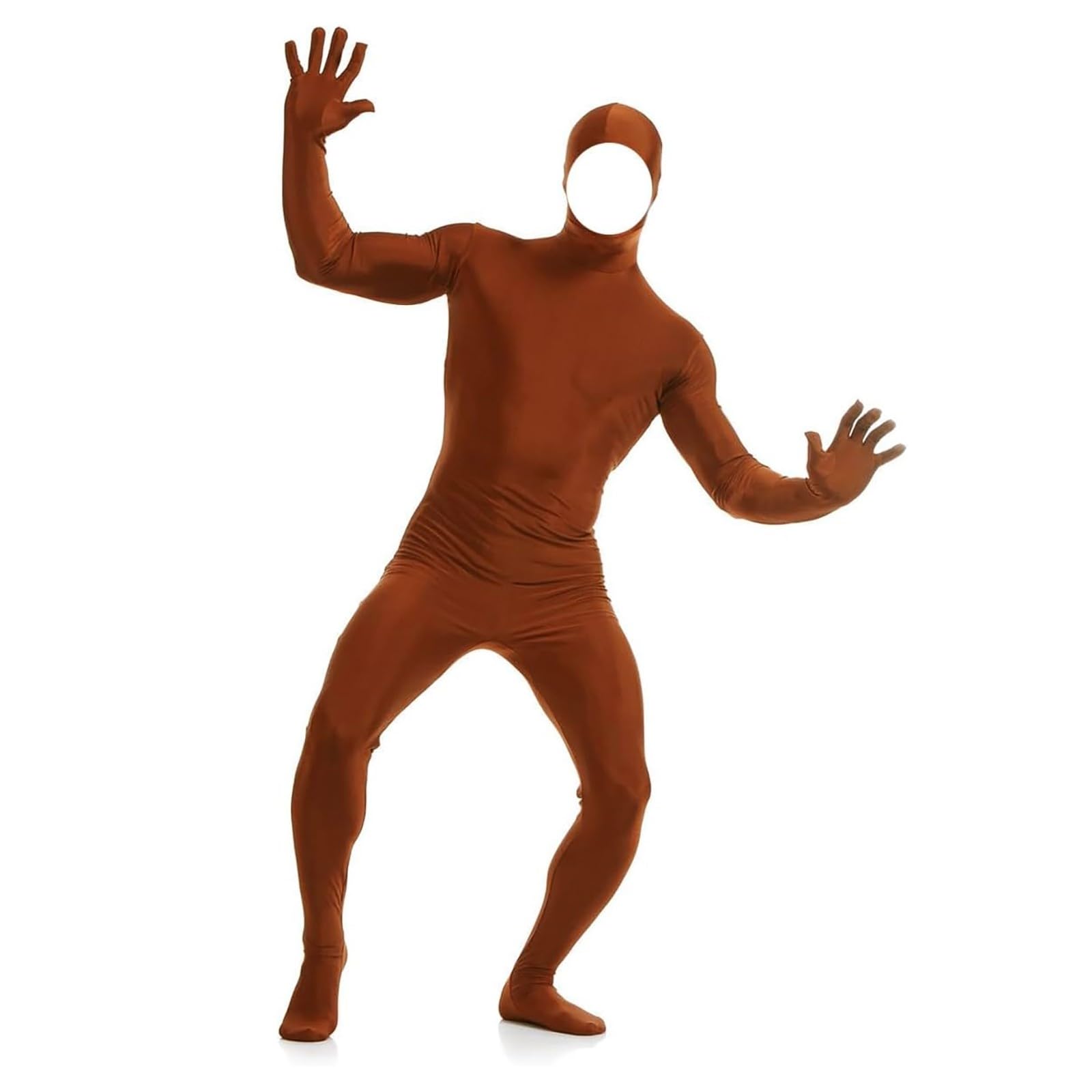 Orange Jumpsuit Costume Adult for Halloween Party Cosplay Costumes Zentai Bodysuit Full Body 2nd Skin Tight Suit Open Face Full Body Suits Stretch Outfits Cosplay Party Performance Outfits (Coffee, S)