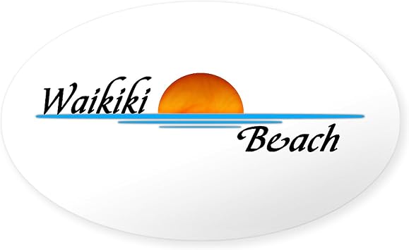 CafePress Waikiki Beach Sunset Oval Sticker Oval Bumper Sticker Car Decal