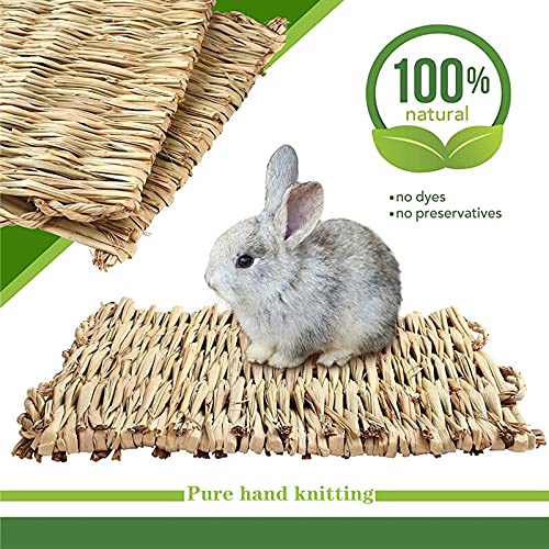 kathosn-8-PCS-Bunny-Grass-Mat-Natural-Woven-Pet-Bed-Nest-Mats-Rabbits-Chew-Toys-for-Hamsters-Parrot-Rabbits-Hedgehog-Guinea-Pig-Bunny-and-Other-Small-Animals