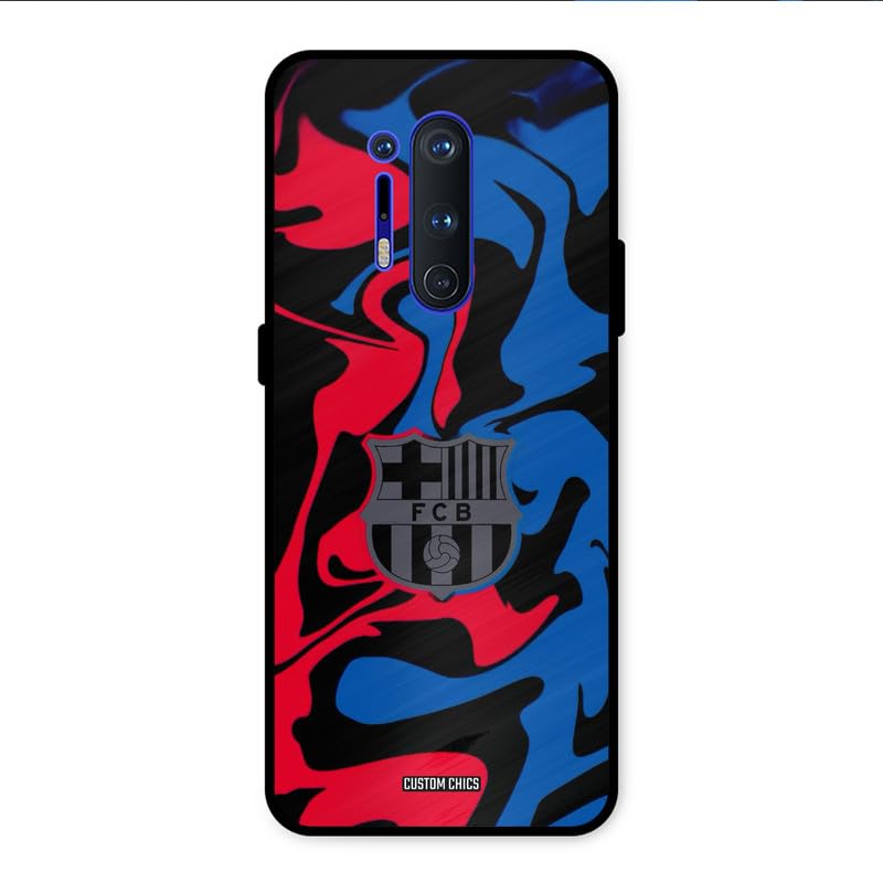 Image of PrintShield FC Barcelona Comic Back Cover for Oneplus 8 Pro, Shockproof Printed Phone Case with Soft TPU Sides & Anti-Slip Grip