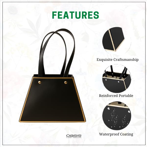 Image of Oasis Pack Of 10 Embossed Flower Bags (Black & Gold)