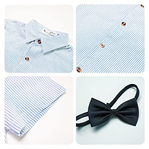 Image of Baby Boy Formal Short Set Toddler Summer Gentleman Outfit Kid Short Sleeve Bowtie Shirt Suspender Shorts Suit