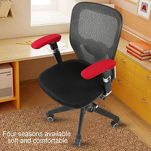 1 Pair Knitted Elastic Fabric Chair Armrest Covers Office Wheelchair Arm Rest Pad Elbows Forearms Pressure Relief Slipcover (Red) #TOP4