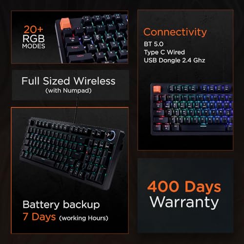 Image of VERITY Unifire 96 Gaming Keyboard and Mouse Set, RGB Backlit Mechanical Keyboard, Hot-Swappable, 6400 DPI Wireless Mouse, Black