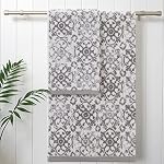 Jessica Simpson - Bath Towel 4 Piece Set, Aziza, Premium Bathroom Decor, Includes 2 Hand Towels and 2 Shower Towels, 100% Cotton & Machine Washable, Skyrocket Grey
